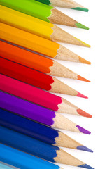 Color pencils on white background
