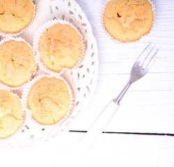 Cornbread muffins on white table