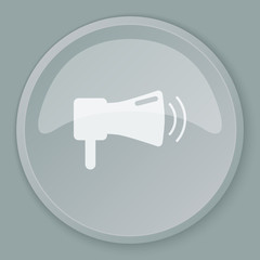 White Megaphone icon on grey web button