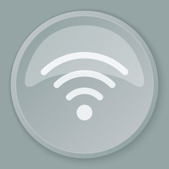 White Wireless icon on grey web button