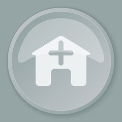 Obraz premium White Hospital icon on grey web button