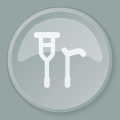 White Crutch Cane icon on grey web button