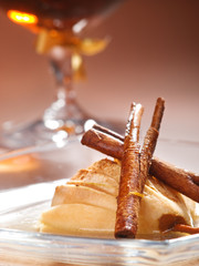 Pears with rum and cinnamon