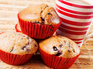Berry muffins with coffee