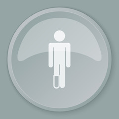 White Foot icon on grey web button