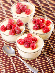 Vanilla cream with raspberries