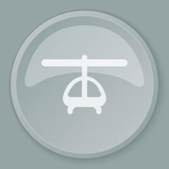 White Helicopter icon on grey web button