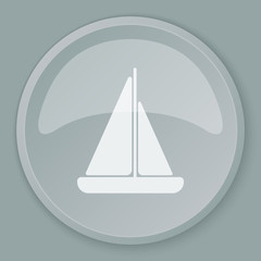 White Sailboat icon on grey web button