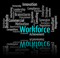 Workforce Word Shows Employees Personnel And Wordcloud