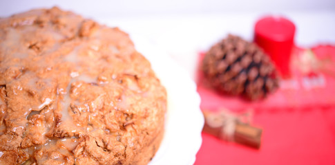 Fresh Christmas cake, closeup
