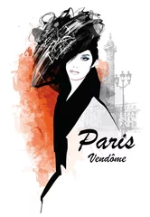 Wall murals Art Studio Woman in Paris - place Vendome