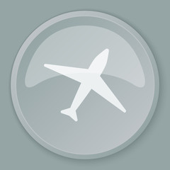 White Airplane icon on grey web button