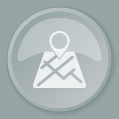 White Map Pointer icon on grey web button