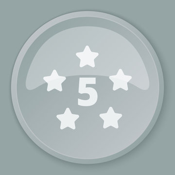 White Five Star icon on grey web button