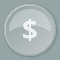 White Dollar icon on grey web button