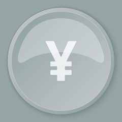 White Yen icon on grey web button