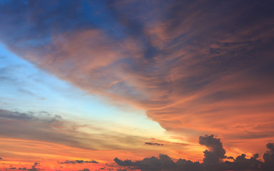 Beautiful sunset or sunrise sky with clouds