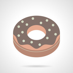 Flat color chocolate donut vector icon