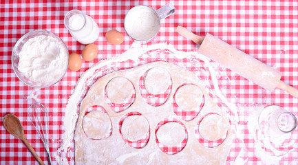 Preparing donuts in kichen table