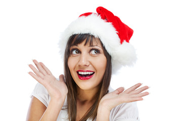 Young woman with santa hat