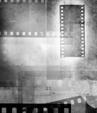 Grey film strip negatives background
