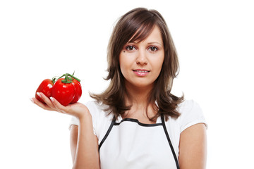 Young woman with tomatos
