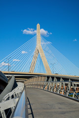 The Zakim Bridge  with blus sky in Boston