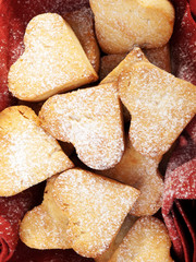 Heart shaped cookies in basket
