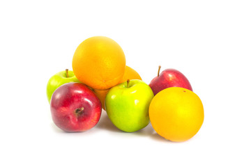 fruit apple orange on white background. 