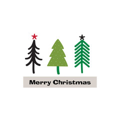 Christmas greeting with trees with merry Christmas text. EPS 10 & HI-RES JPG Included  
