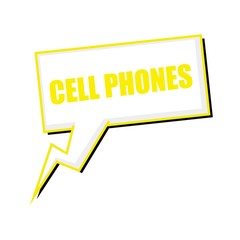 cell phones yellow stamp text on white Speech bubbles