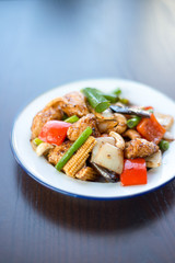 Stir-fried chicken with cashew nuts delicious Thai food