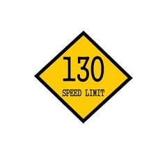 Speed limit 130 black stamp text on background yellow
