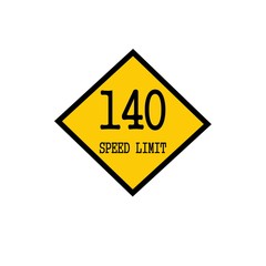 Speed limit 140 black stamp text on background yellow