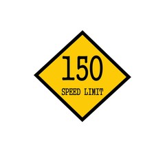 Speed limit 150 black stamp text on background yellow