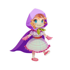 Illustration: The Cute Princess Walking Tightrope. Cartoon Style. Scene / Wallpaper Design