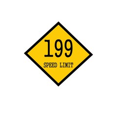 Speed limit 199 black stamp text on background yellow