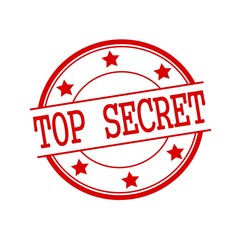 top secret red stamp text on red circle on a white background and star