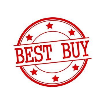 best buy red stamp text on red circle on a white background and star
