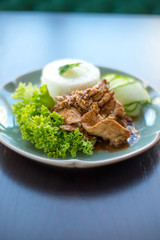 Thailand food, chickenwith garlic and pepper.