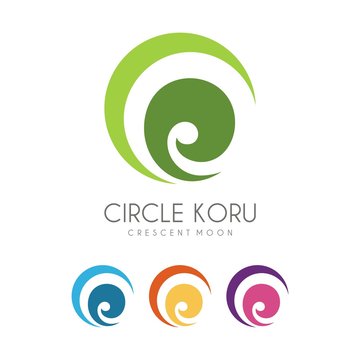 Koru With a Crescent Moon Logo - Vector - Illustration
