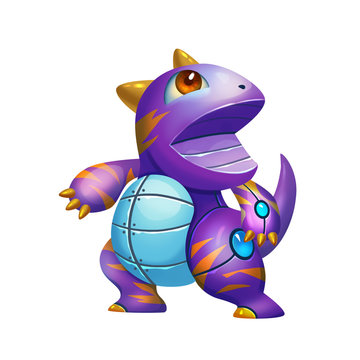 Illustration: Fantastic Theme - The Purple Dinosaur - Element Creation/Character Design - Realistic / Cartoon Style