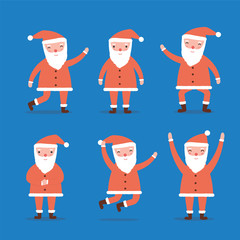 Set of Santa Claus characters, flat design, Christmas vector ill