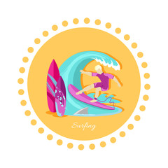 Surfing Sport Icon Flat Design