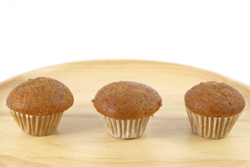 Banana cup cake on white background