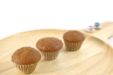 Banana cup cake on white background