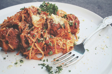 Spaghetti with meatballs