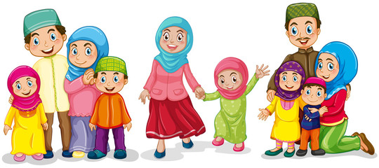 Obraz na płótnie Canvas Muslim families looking happy