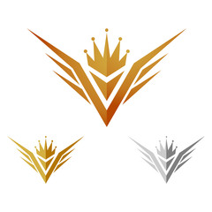 Naklejka premium Gold Glory Crown Wing Logo Icon