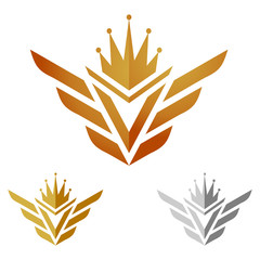 Fototapeta premium V Golden Honor Wing Logo Illustration
